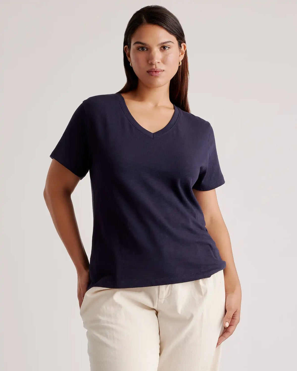 100% Organic Cotton Slub V-Neck Tee