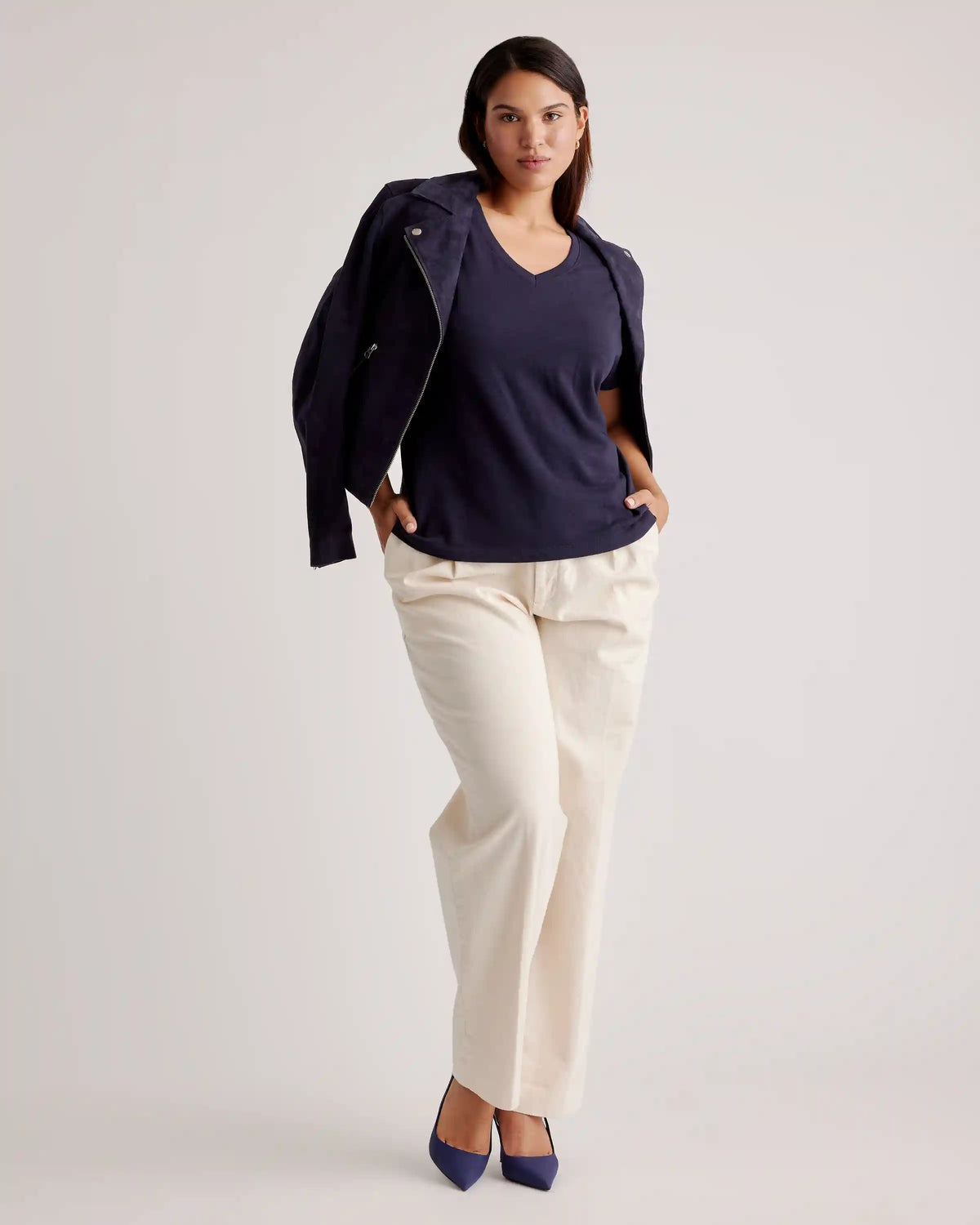 100% Organic Cotton Slub V-Neck Tee