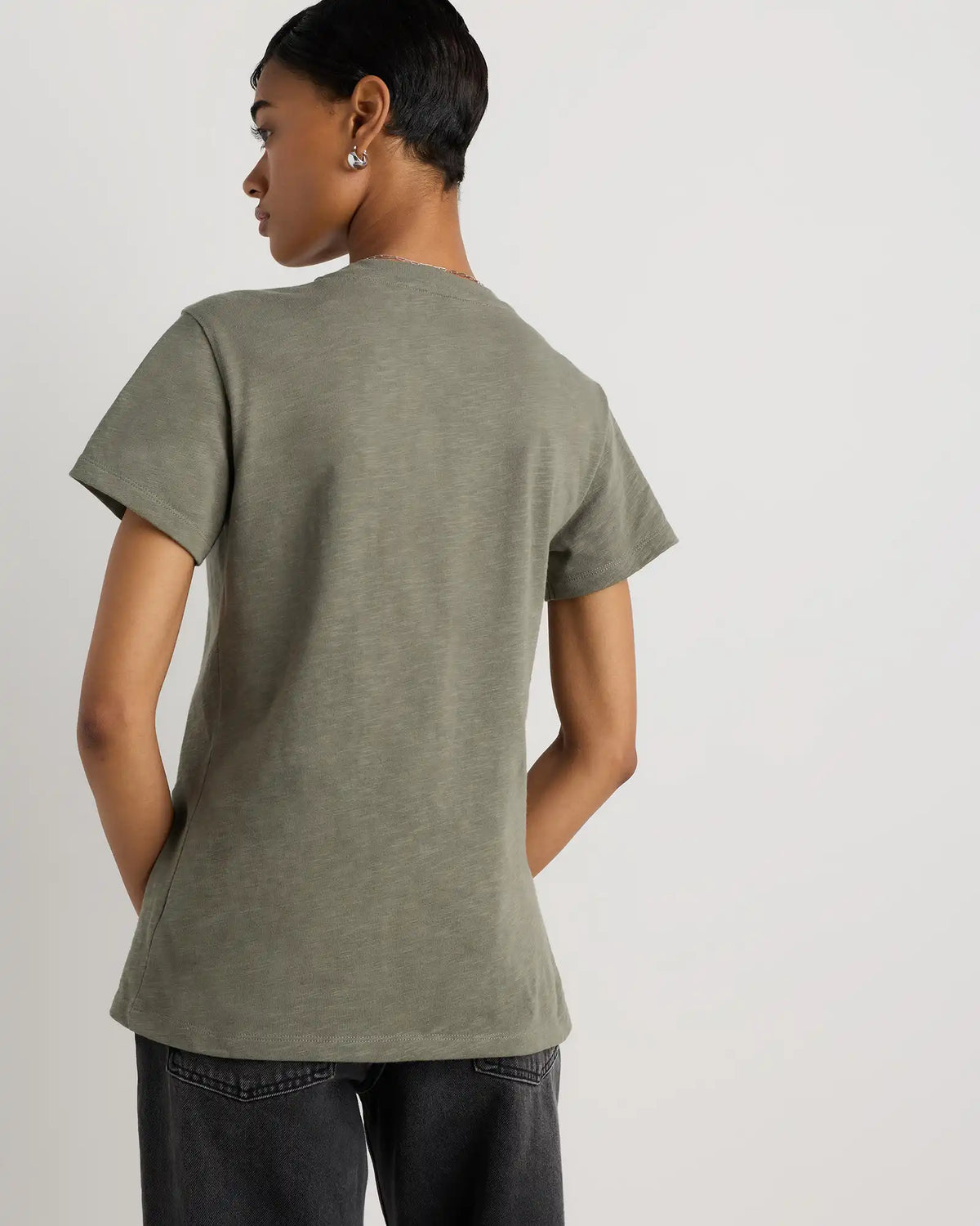100% Organic Cotton Slub V-Neck Tee