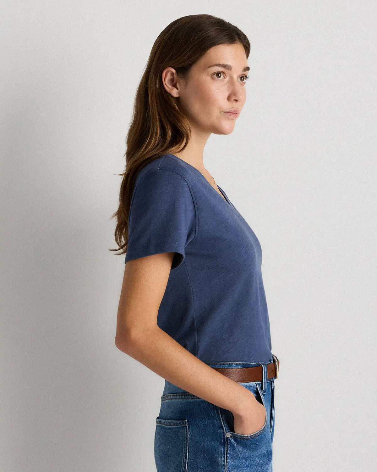100% Organic Cotton Slub V-Neck Tee