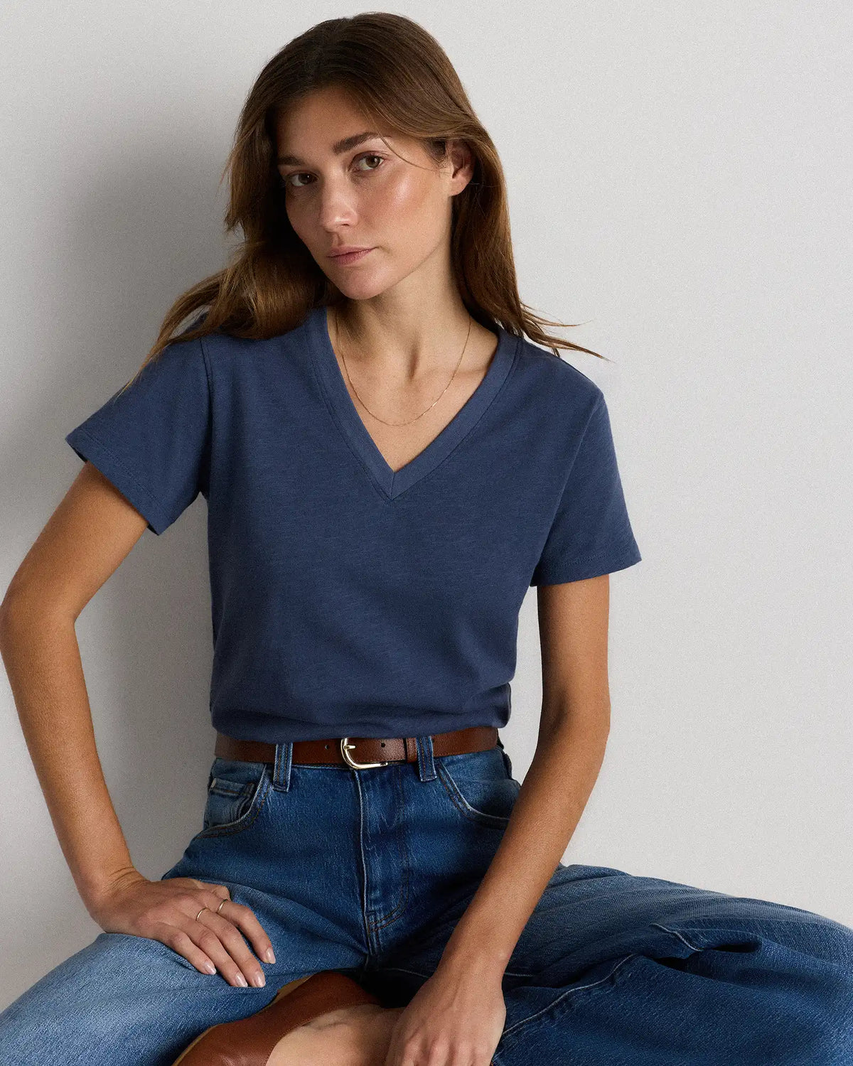100% Organic Cotton Slub V-Neck Tee