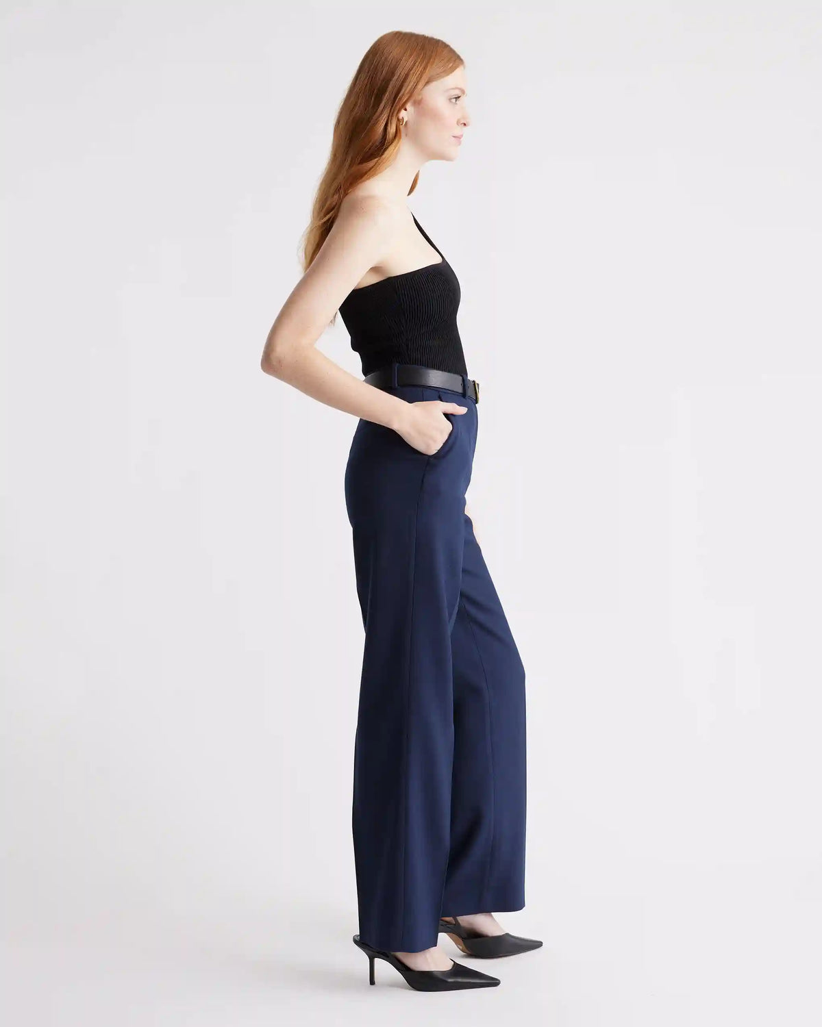 Cropped One Shoulder Ribbed Knit Tank