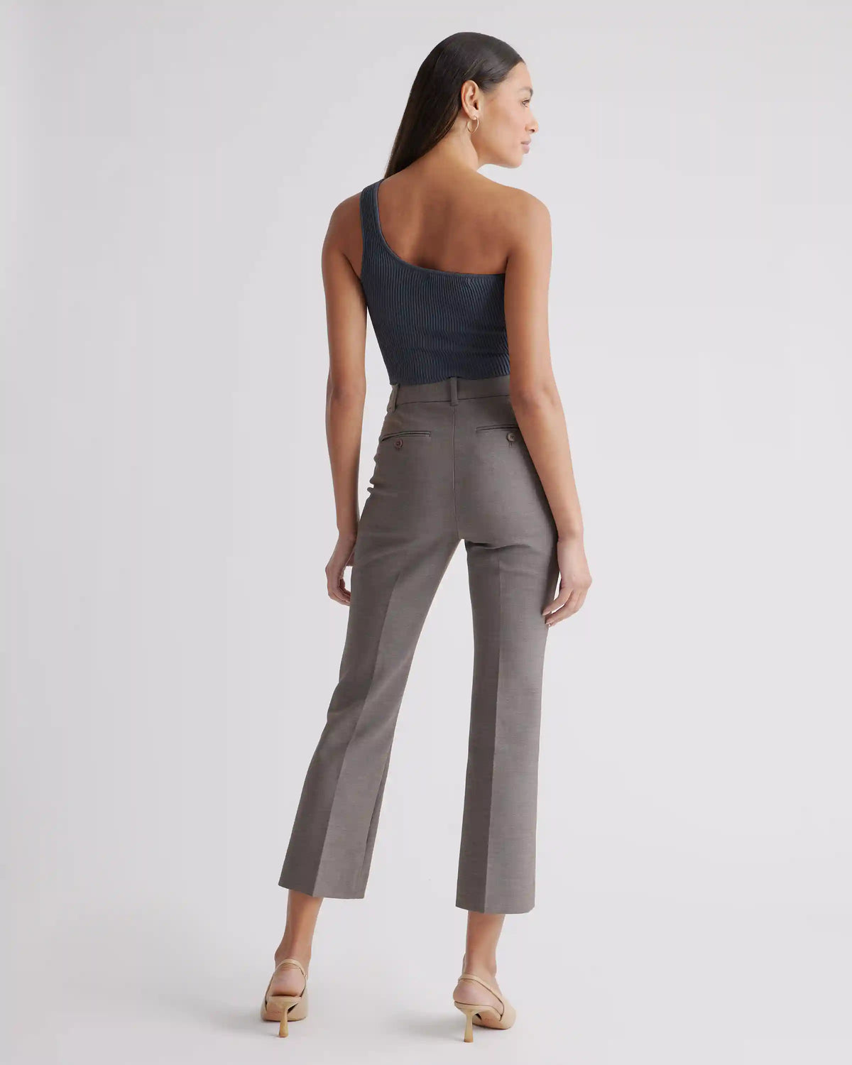 Cropped One Shoulder Ribbed Knit Tank