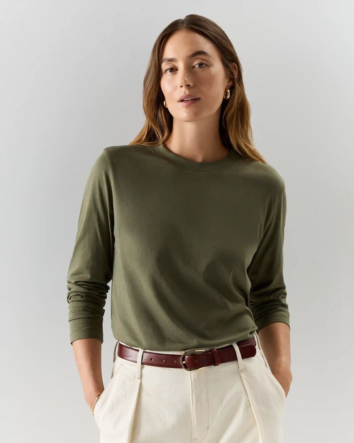 Cotton Modal Relaxed Long Sleeve Tee