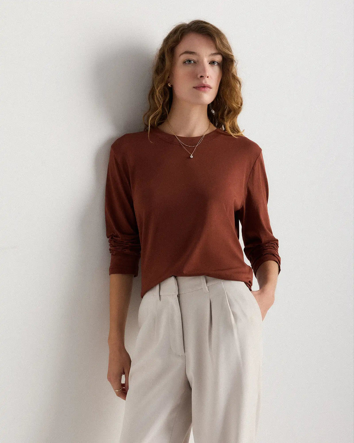 Cotton Modal Relaxed Long Sleeve Tee
