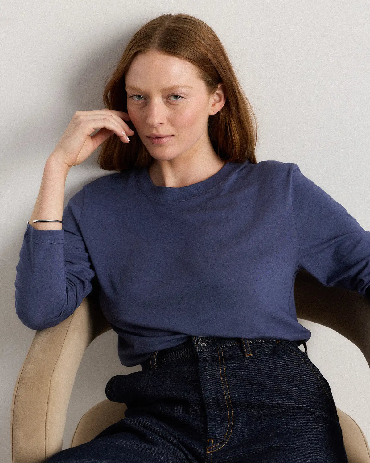 Cotton Modal Relaxed Long Sleeve Tee