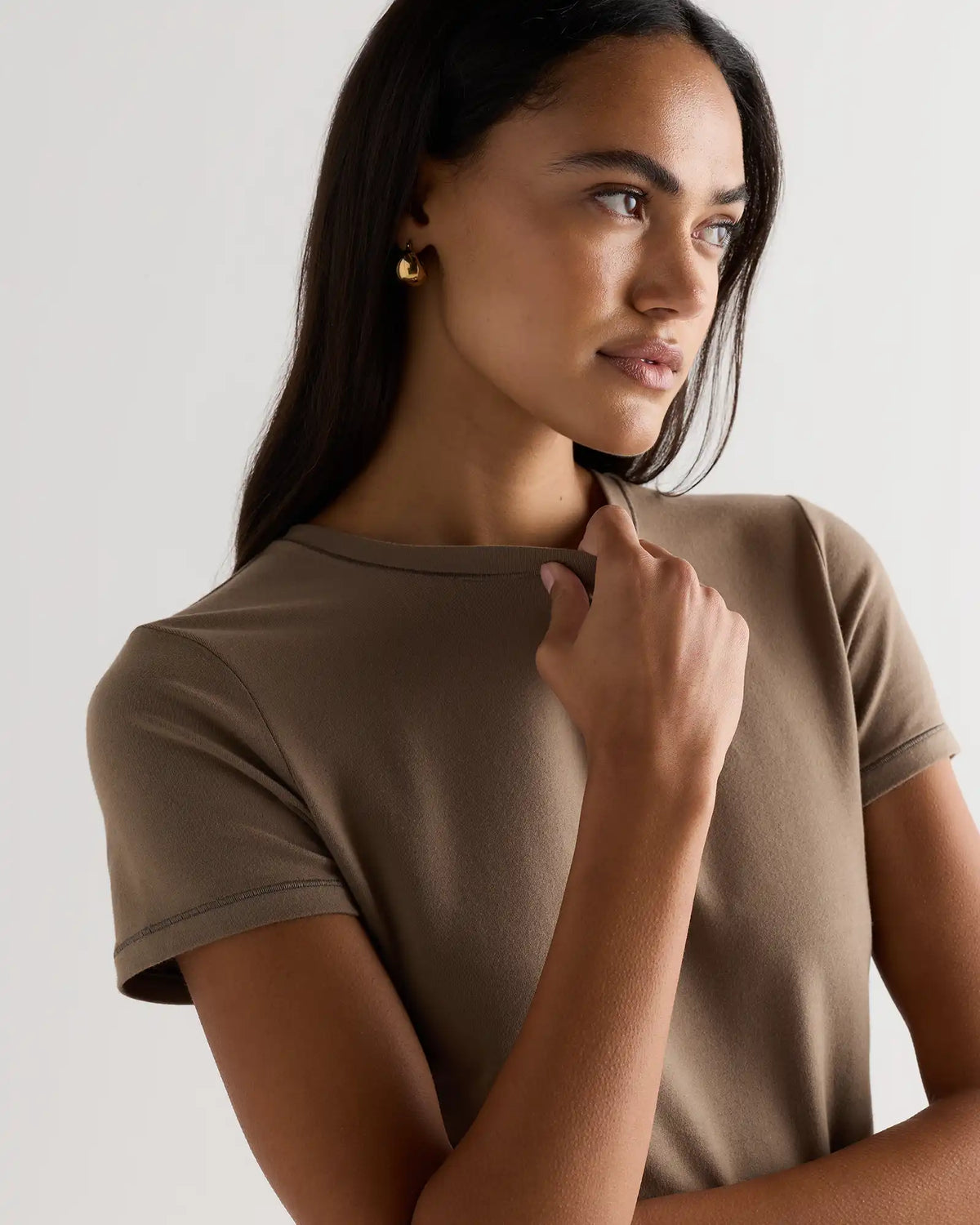 Stretch Cotton Jersey Fitted T-Shirt