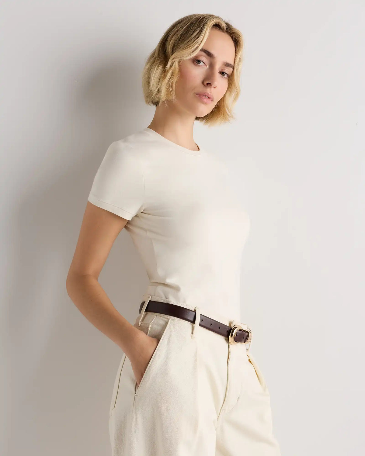 Stretch Cotton Jersey Fitted T-Shirt