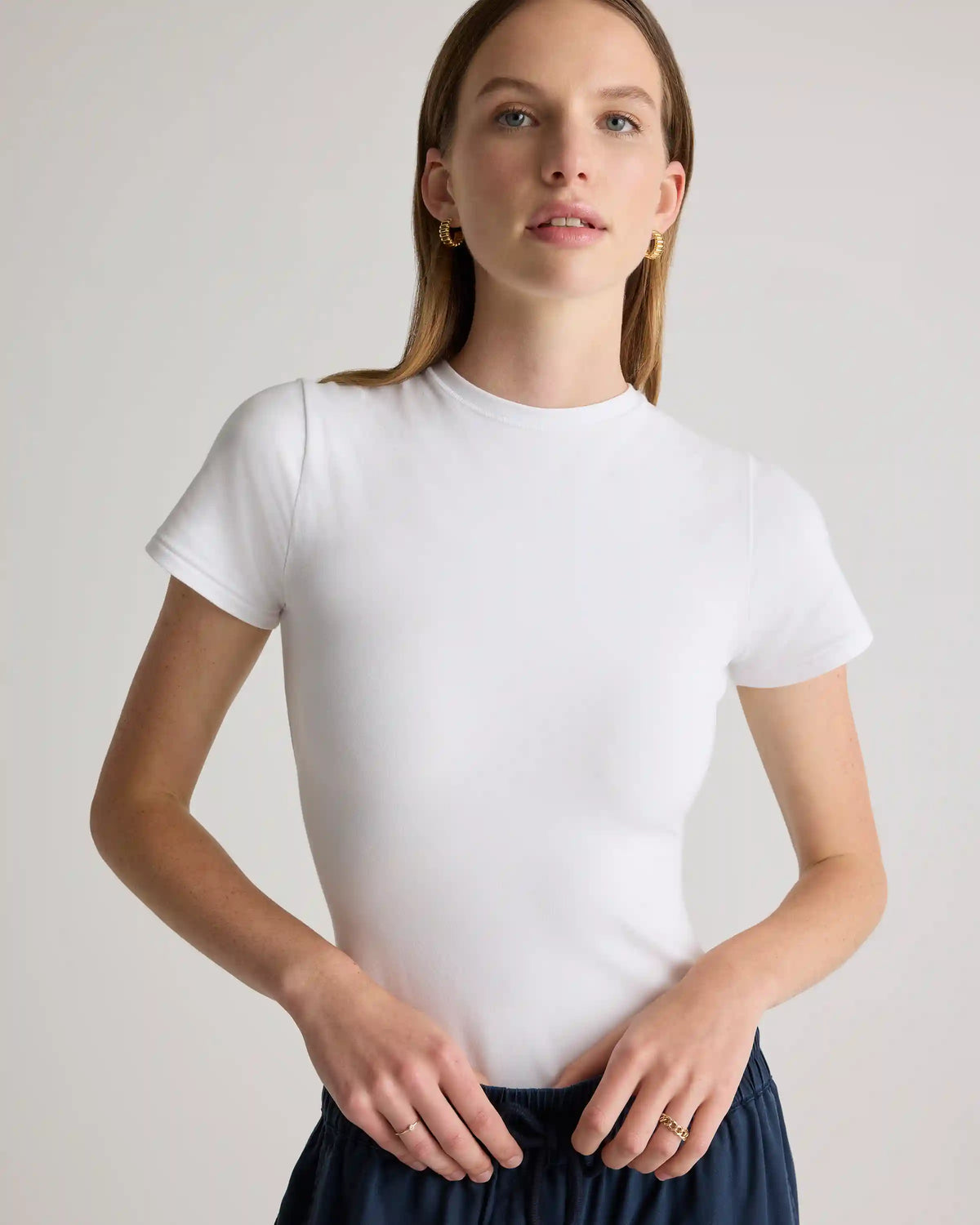 Stretch Cotton Jersey Fitted T-Shirt
