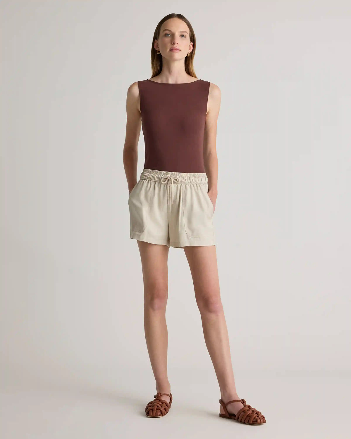 Stretch Cotton Jersey Boat Neck Tank