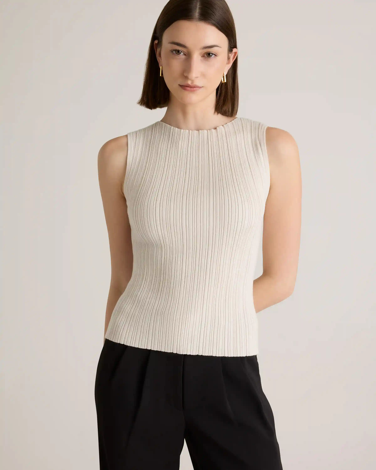 Cotton Cashmere Ribbed Tank