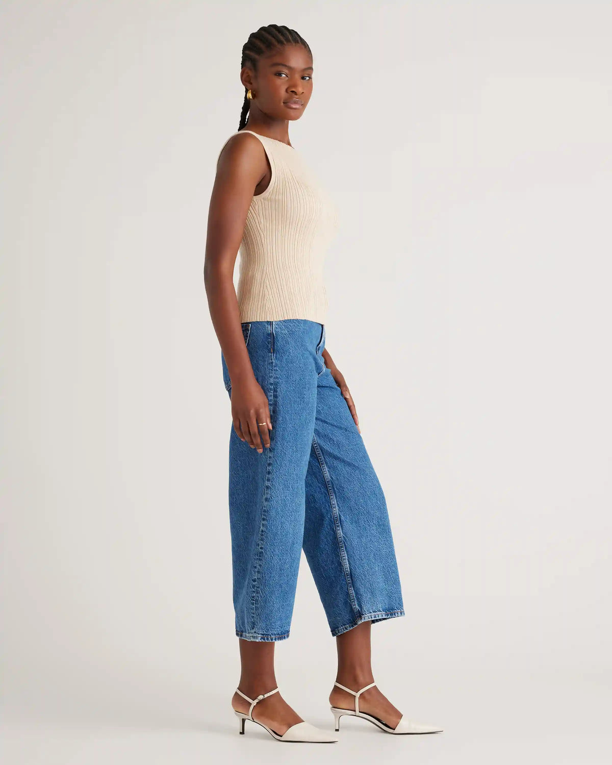 Cotton Cashmere Ribbed Tank
