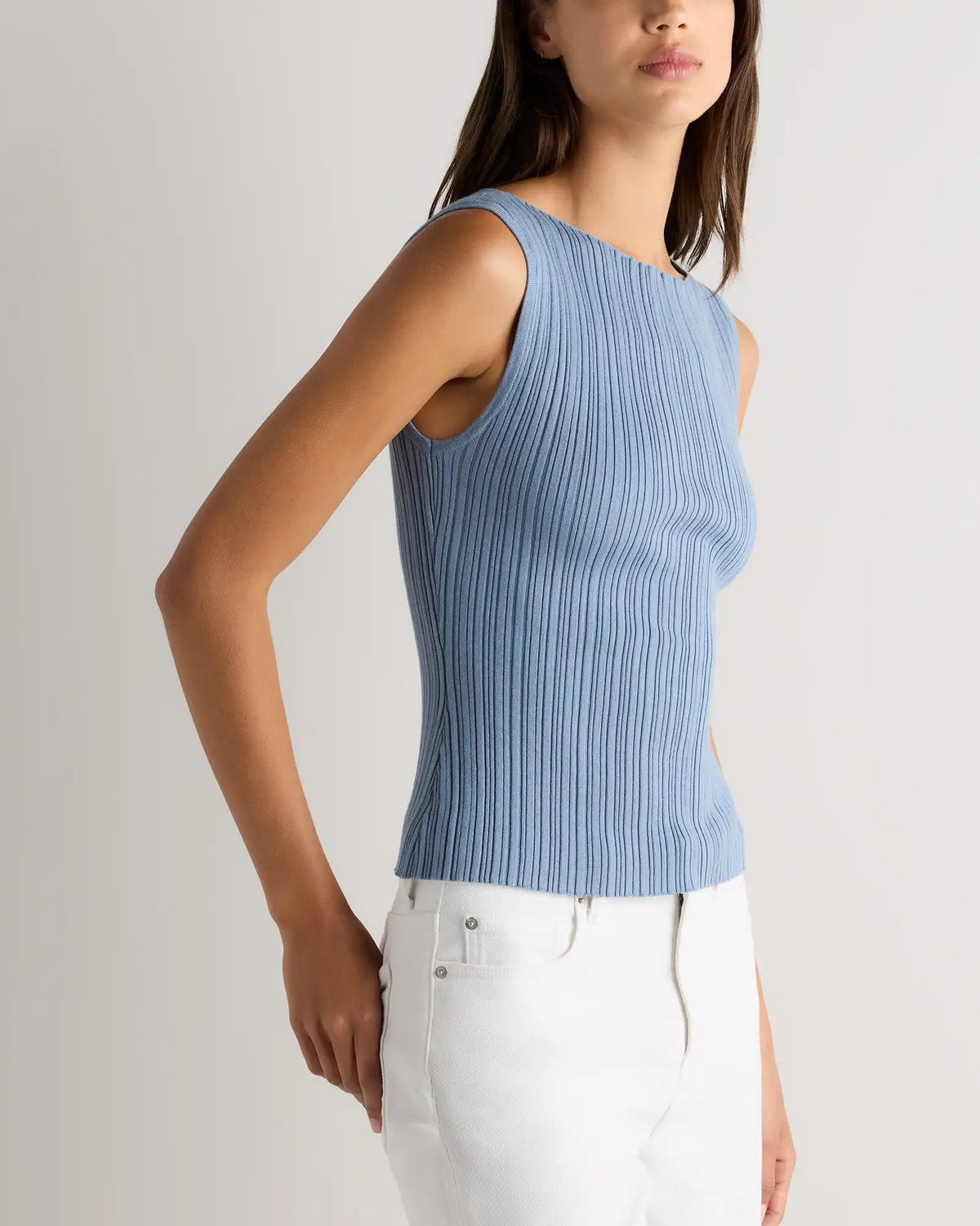 Cotton Cashmere Ribbed Tank