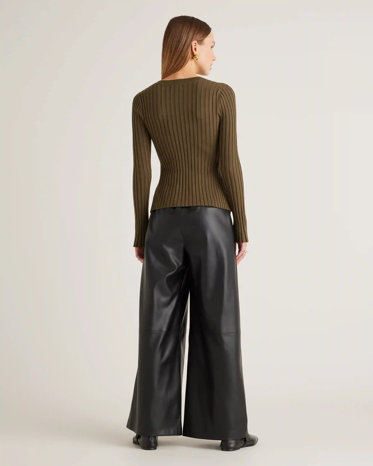 Cotton Cashmere Ribbed Long Sleeve Sweater
