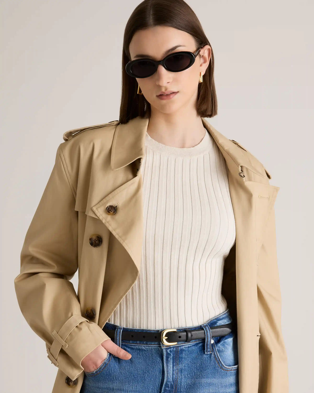 Cotton Cashmere Ribbed Long Sleeve Sweater