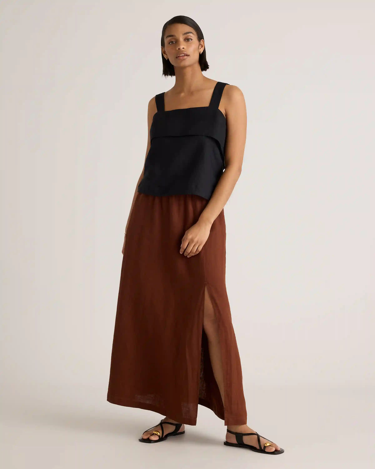 100% European Linen Square Neck Tank