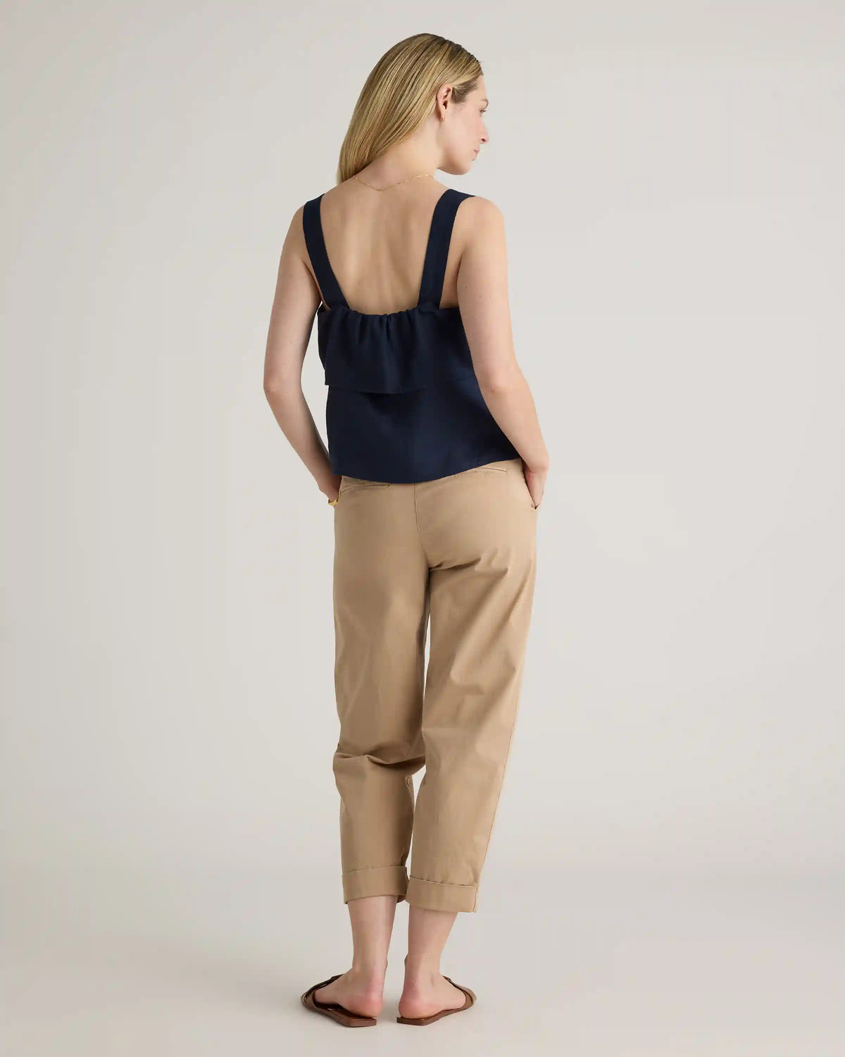 100% European Linen Square Neck Tank