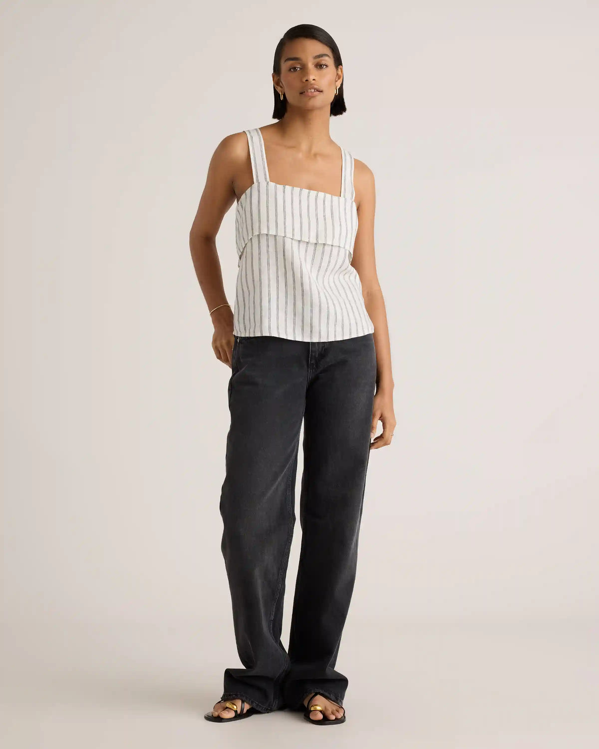 100% European Linen Square Neck Tank