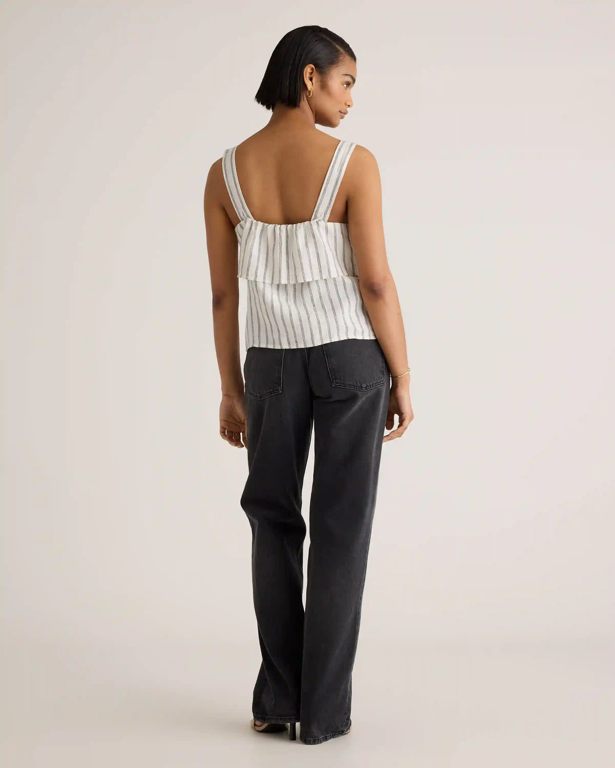 100% European Linen Square Neck Tank