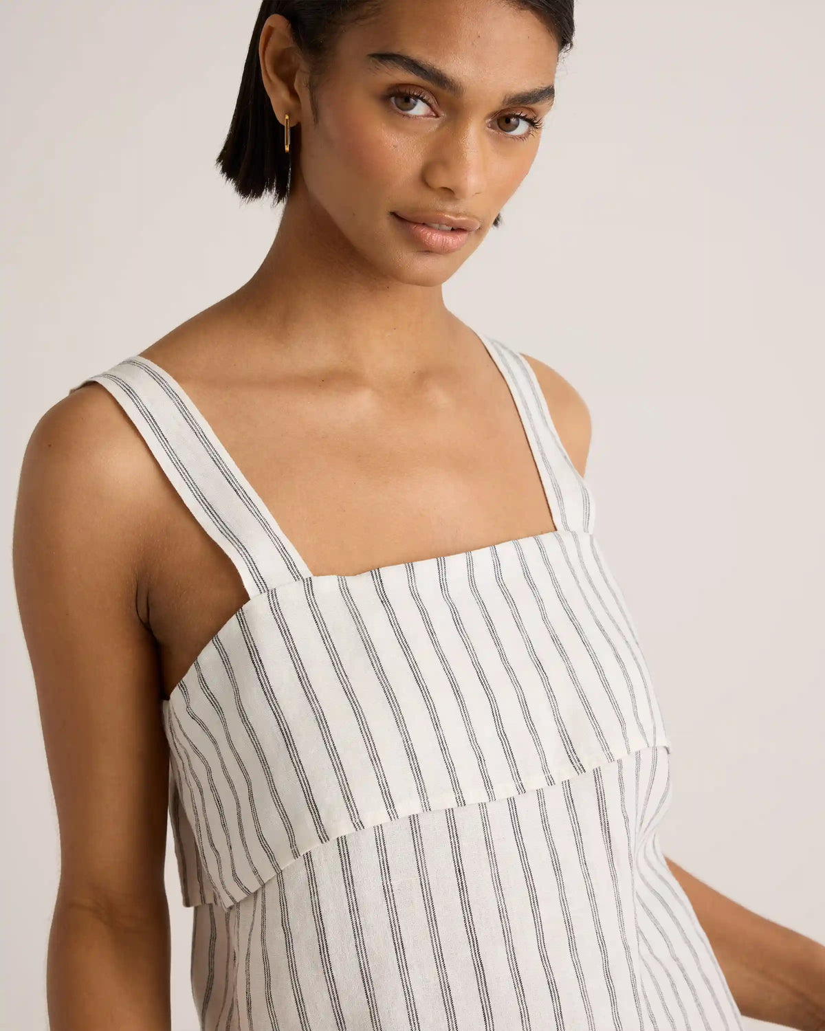 100% European Linen Square Neck Tank