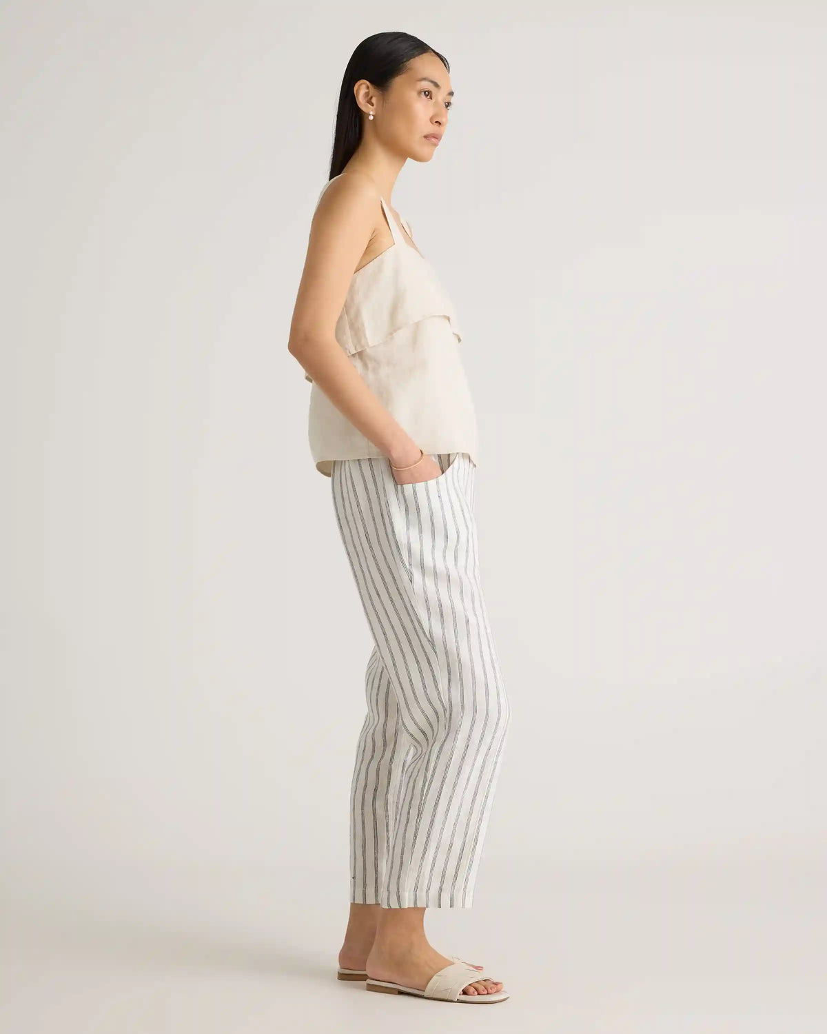 100% European Linen Square Neck Tank