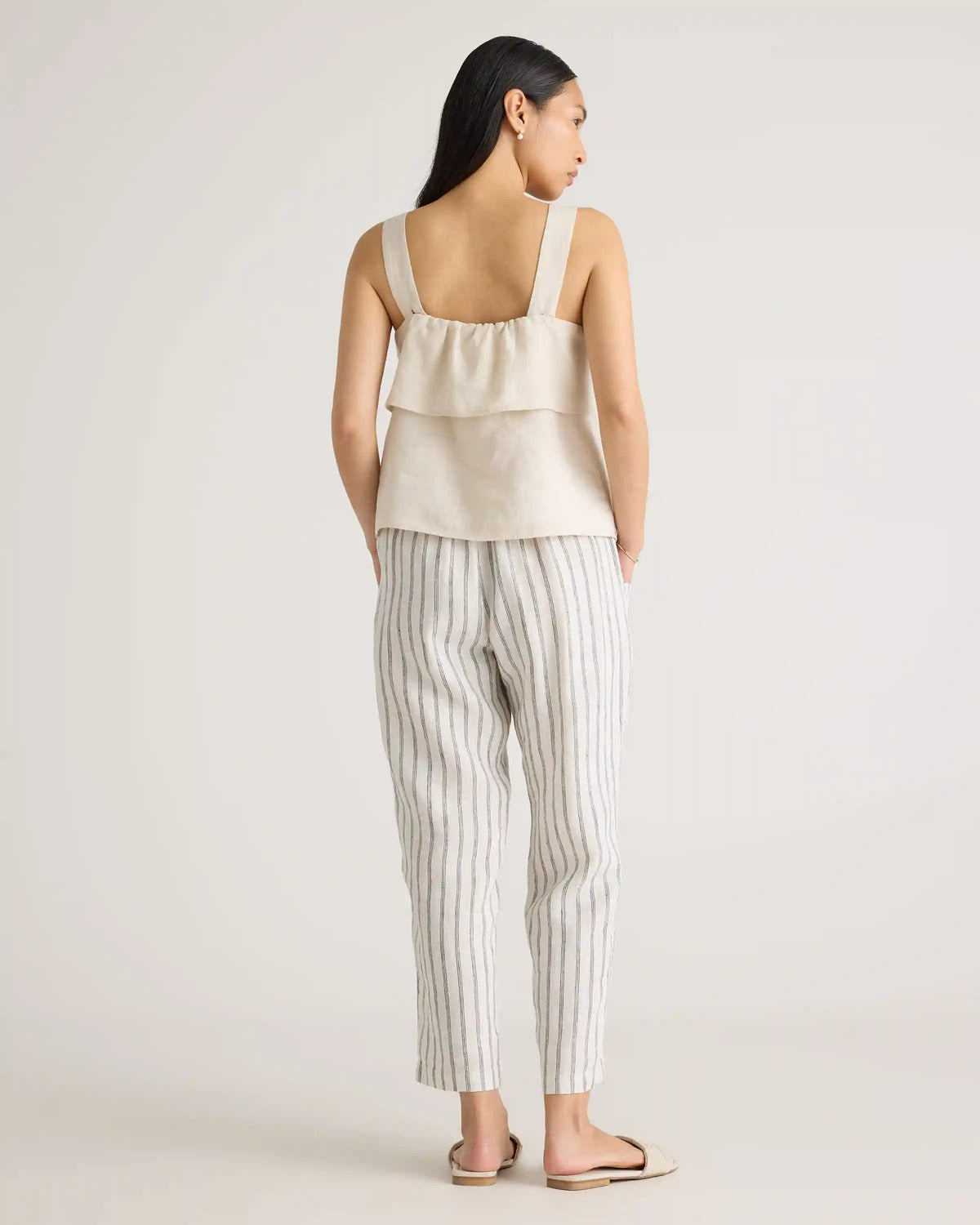 100% European Linen Square Neck Tank