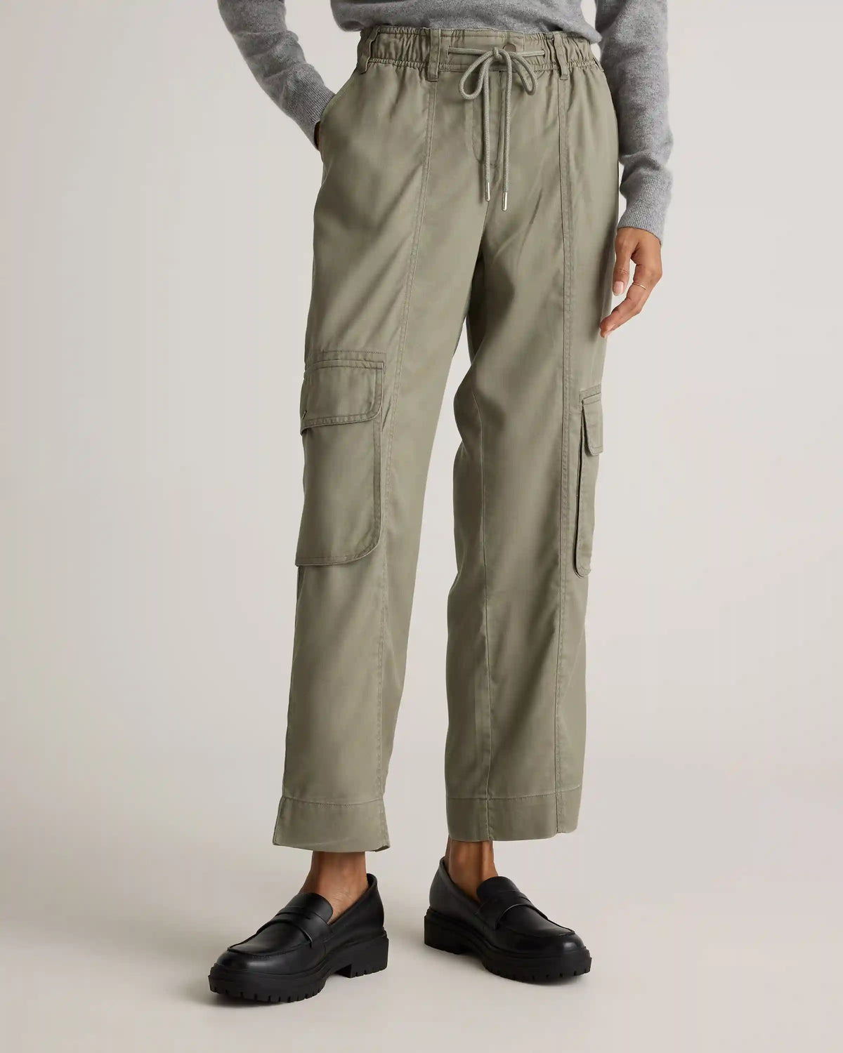 Vintage Wash Tencel Drawstring Cargo Pants