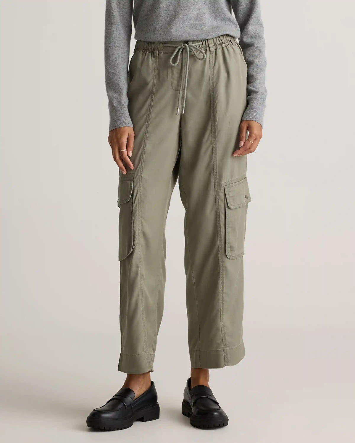 Vintage Wash Tencel Drawstring Cargo Pants