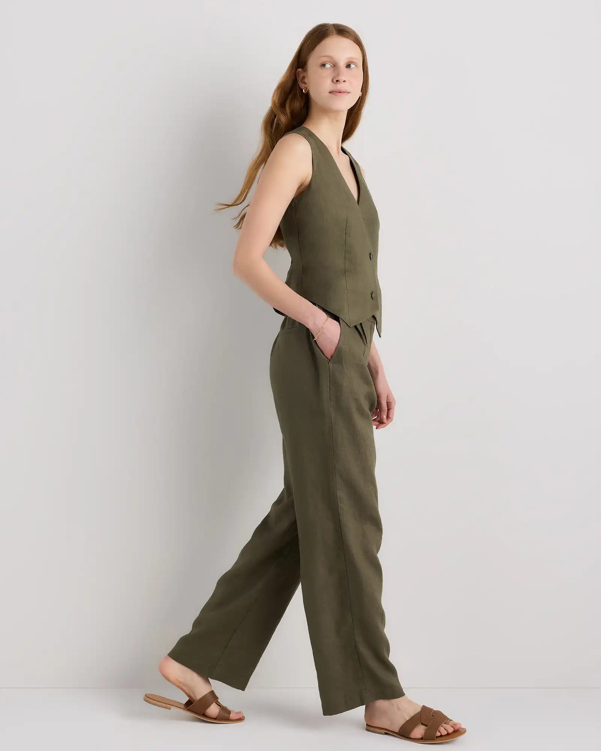 100% European Linen Pleated Trouser