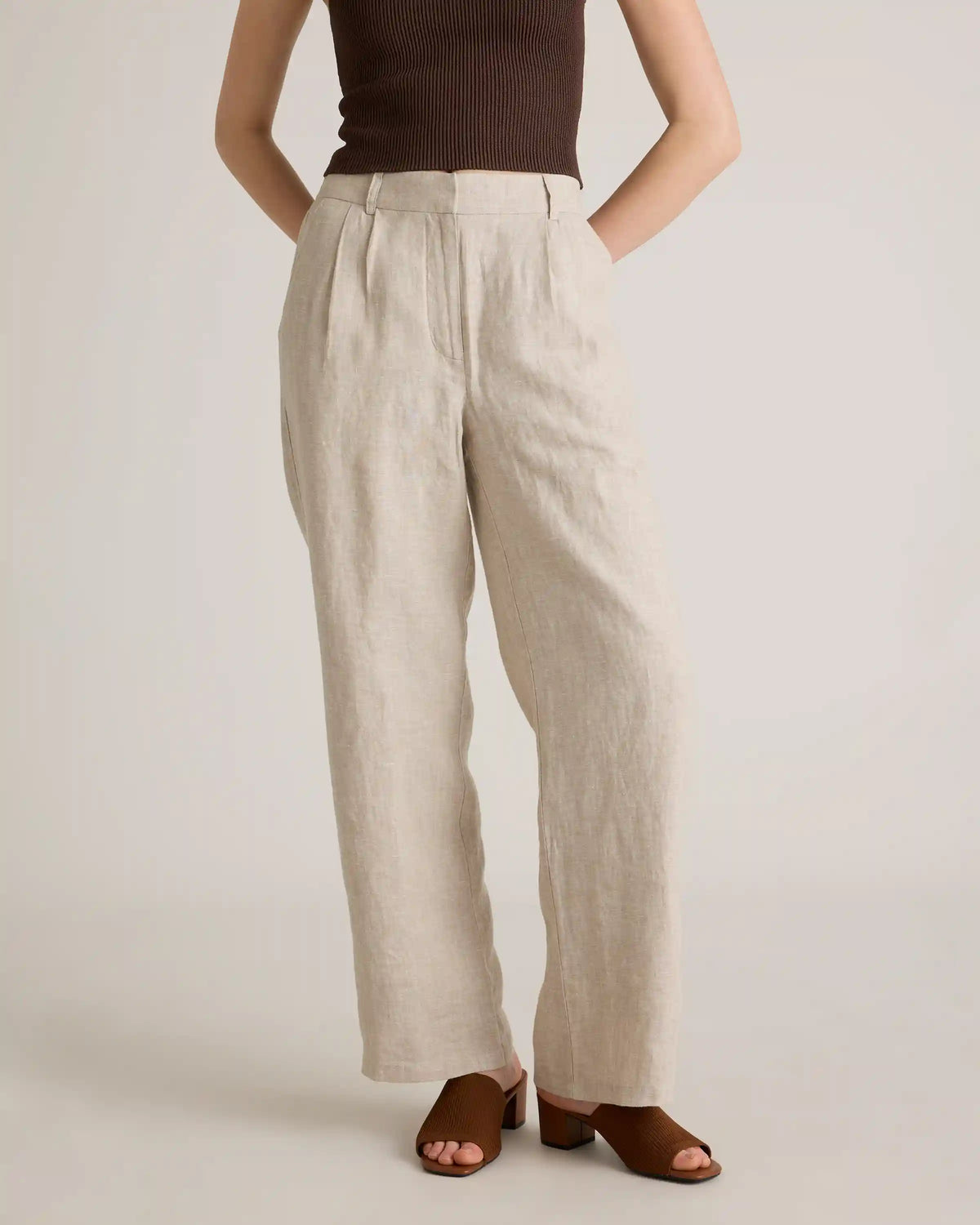 100% European Linen Pleated Trouser