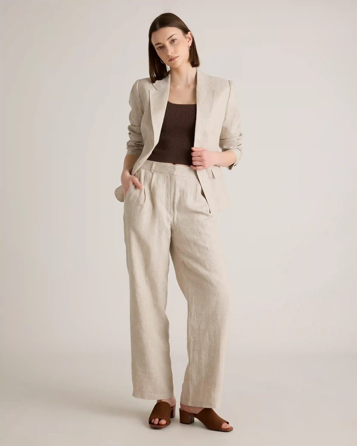 100% European Linen Pleated Trouser