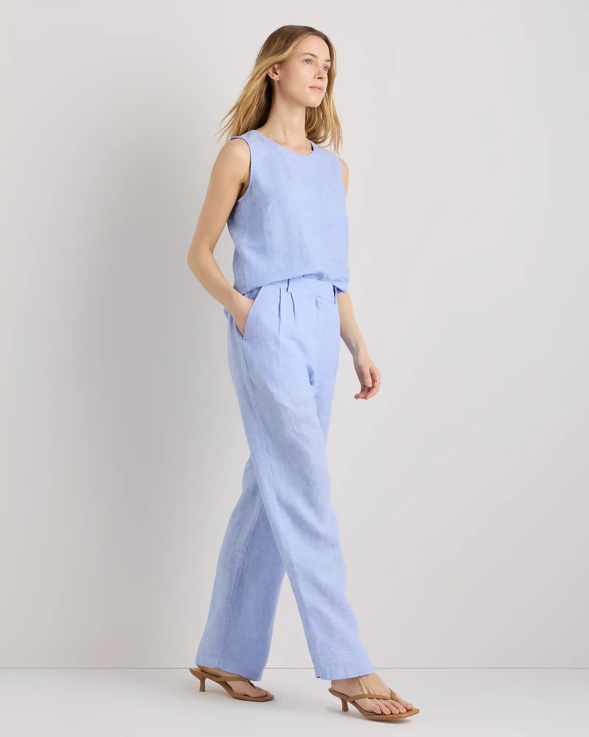 100% European Linen Pleated Trouser