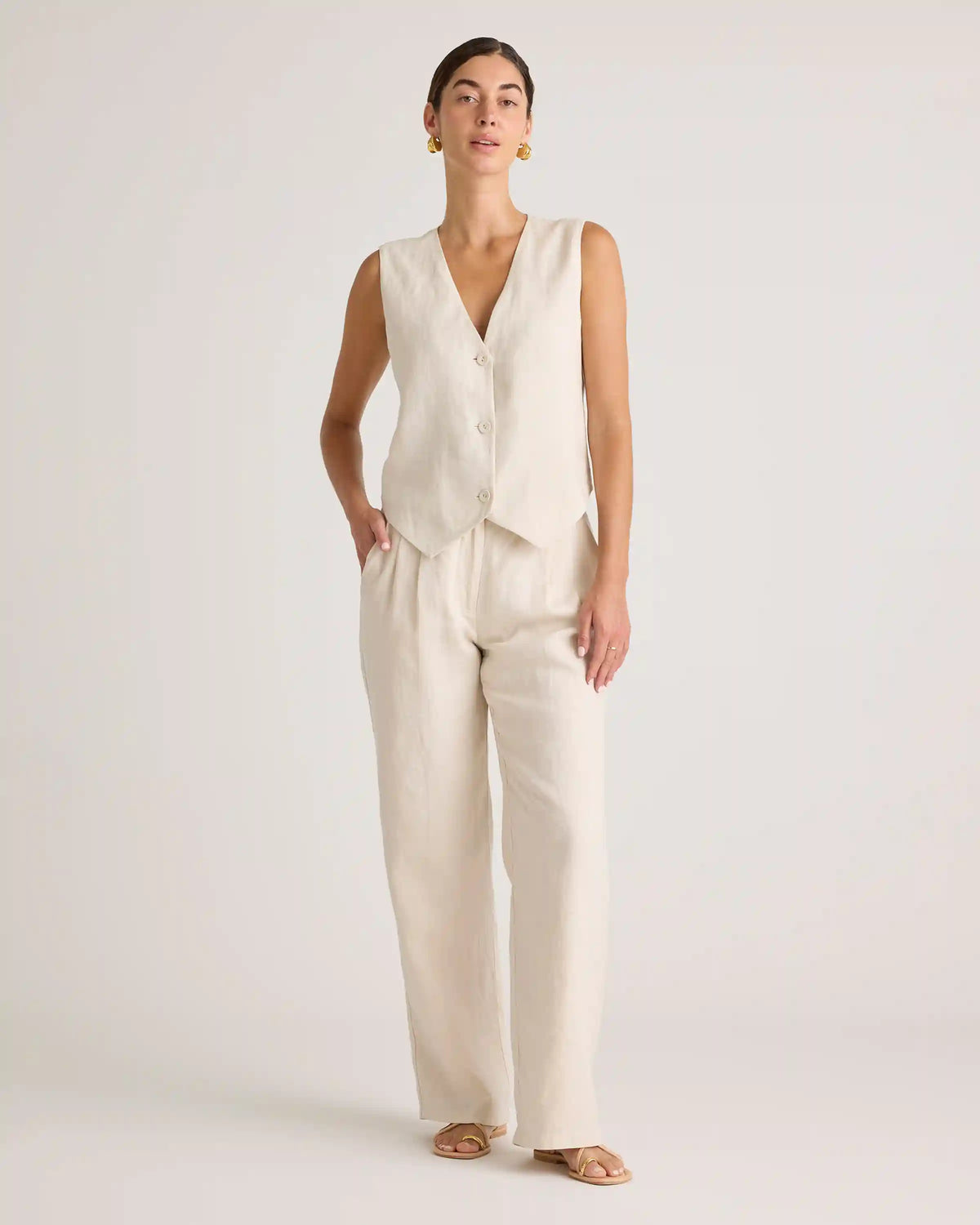 100% European Linen Pleated Trouser