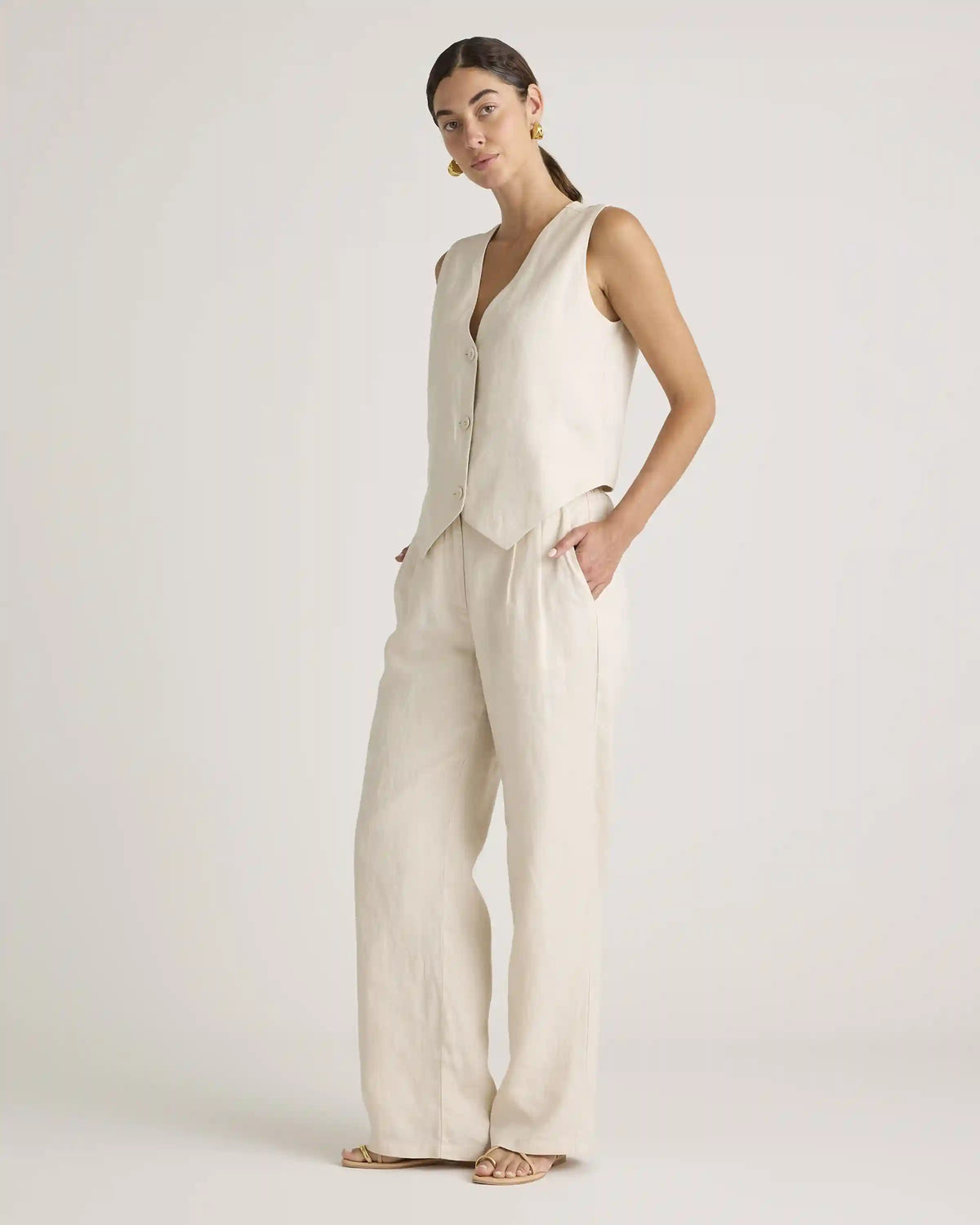 100% European Linen Pleated Trouser