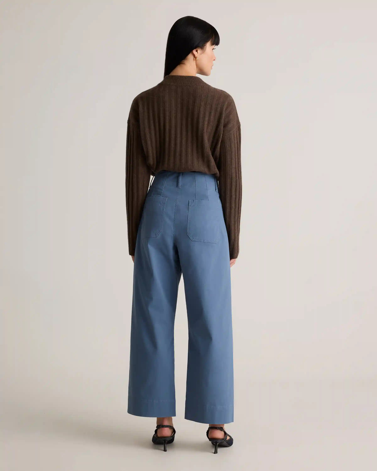 Organic Stretch Cotton Chino Cropped Wide Leg Pants