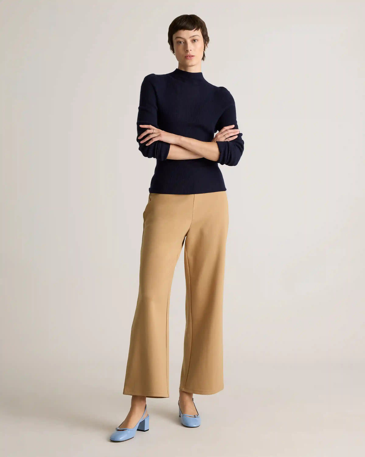 Organic Cotton Double Knit Wide Leg Pants