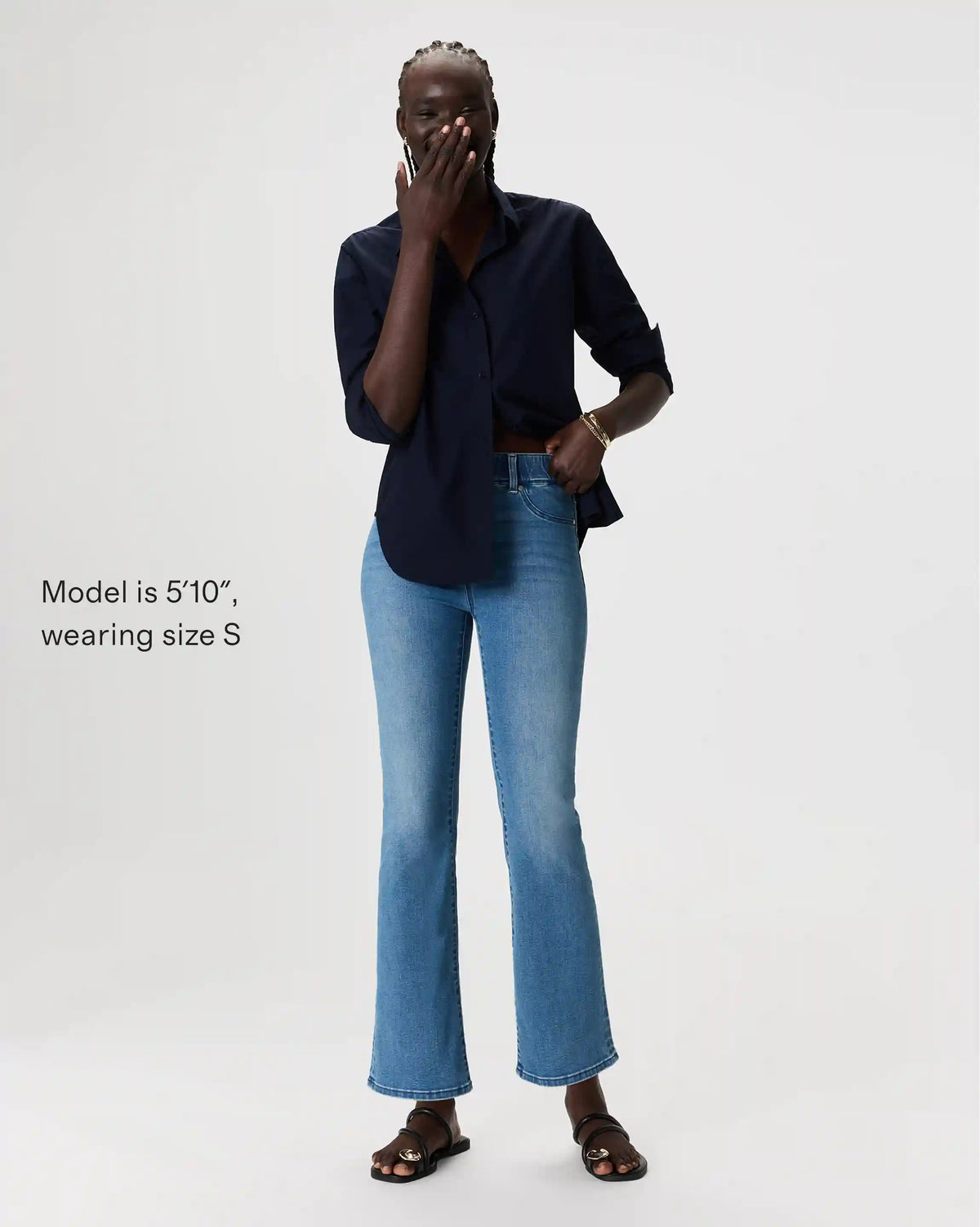 Nina Stretch Pull-On Kick Flare Jeans