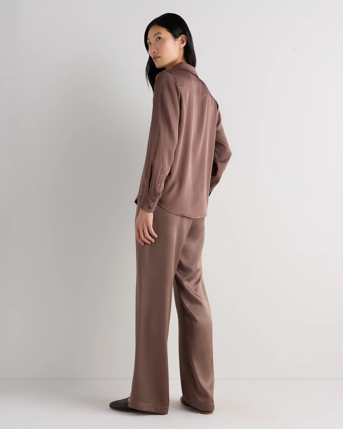 100% Washable Silk Drawstring Wide Leg Pants