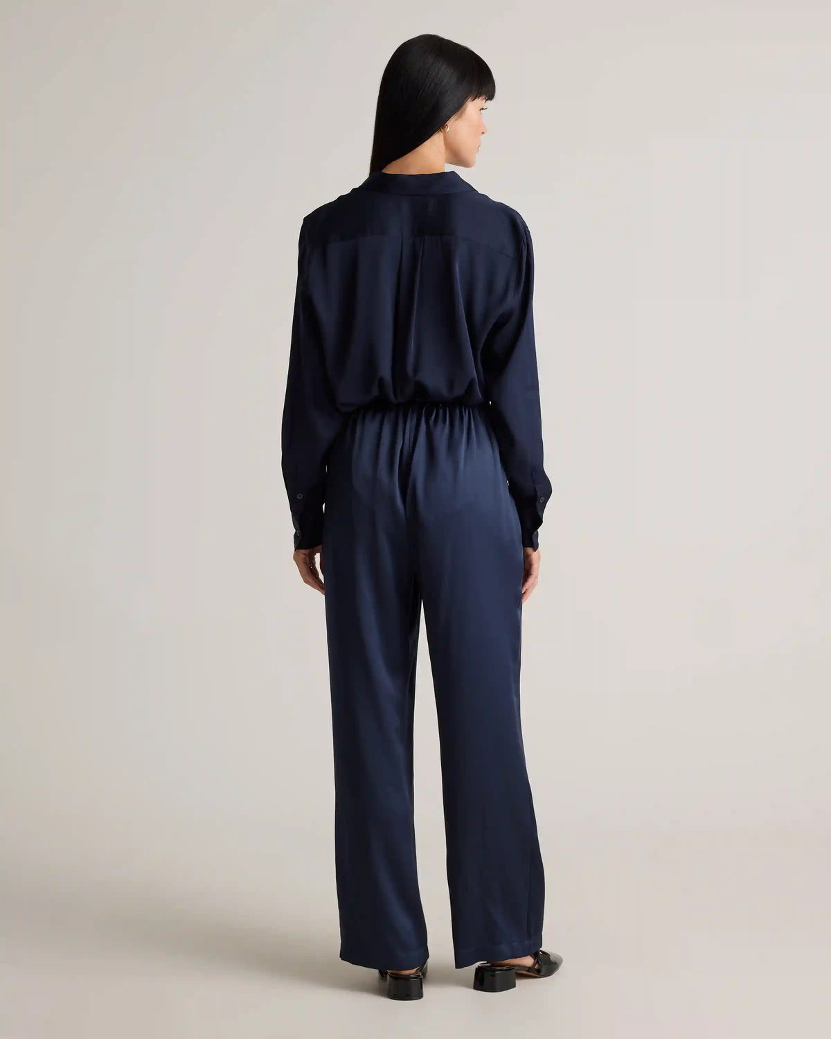 100% Washable Silk Drawstring Wide Leg Pants