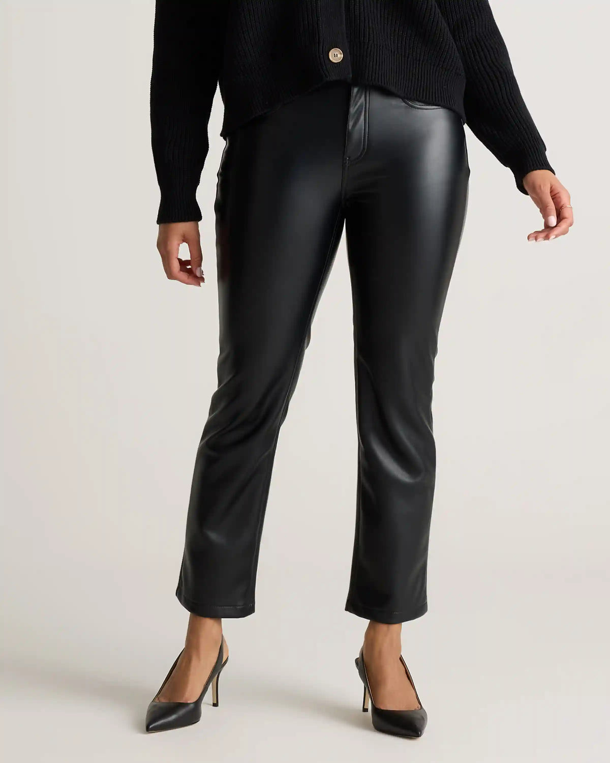 Vegan Leather Straight Leg Pants