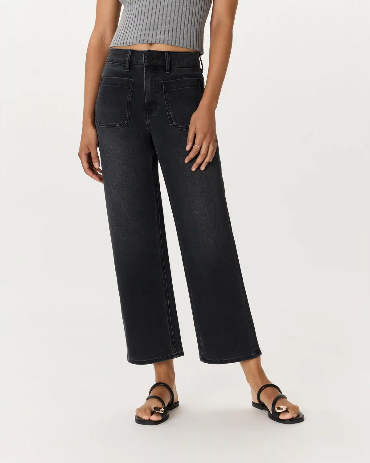Bella Stretch Patch Pocket Wide Leg Jeans