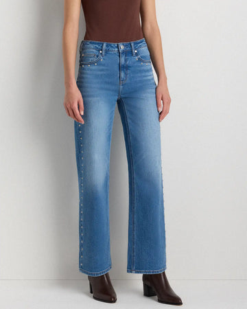 Bella Stretch Studded Relaxed Straight Jeans