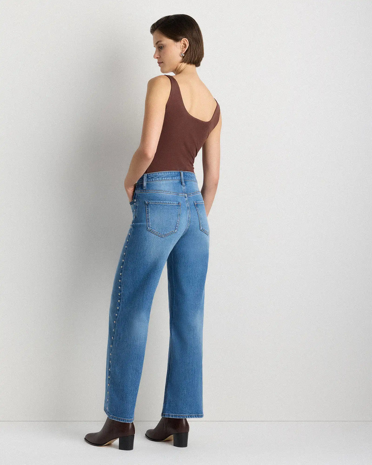 Bella Stretch Studded Relaxed Straight Jeans