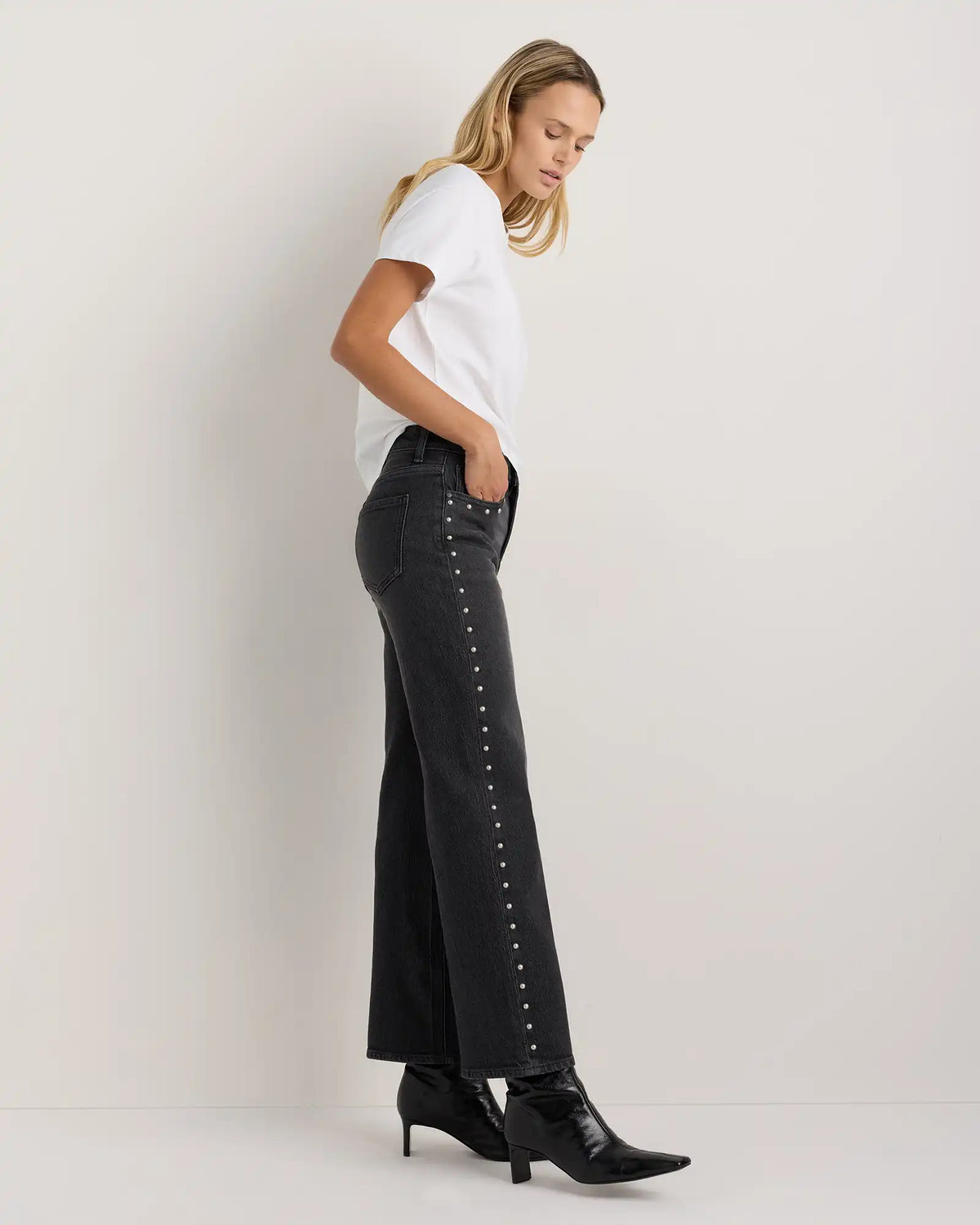 Bella Stretch Studded Relaxed Straight Jeans