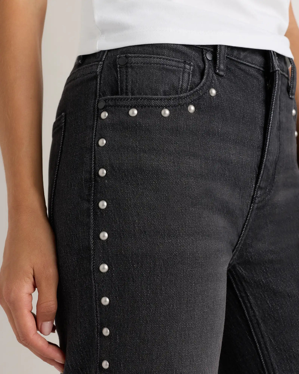 Bella Stretch Studded Relaxed Straight Jeans