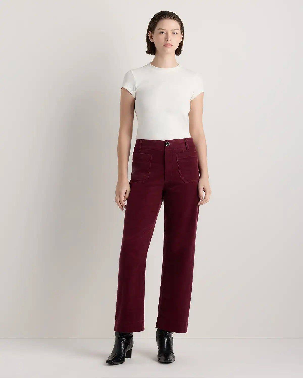 Organic Stretch Corduroy Cropped Wide Leg Pants