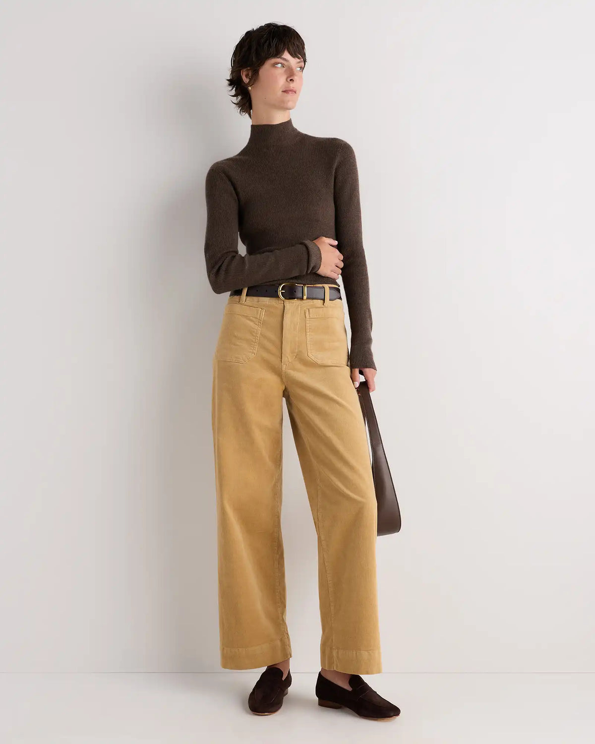 Featherweight Cashmere Ribbed Mockneck Sweater