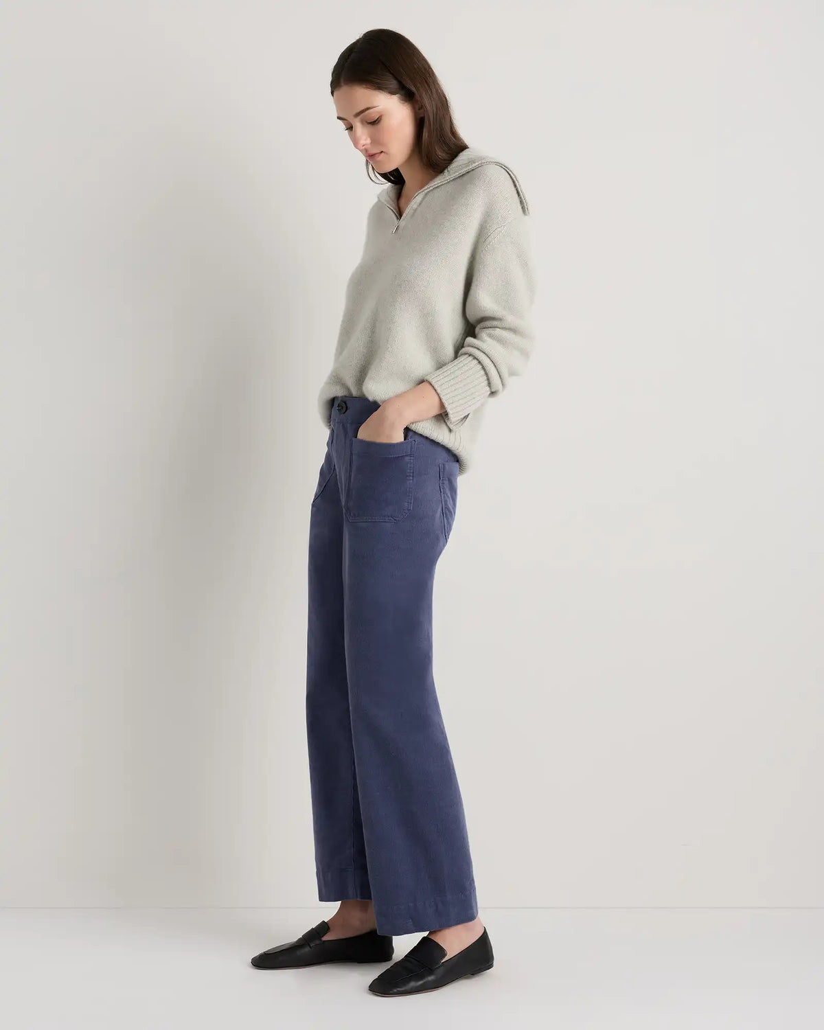 Organic Stretch Corduroy Cropped Wide Leg Pants