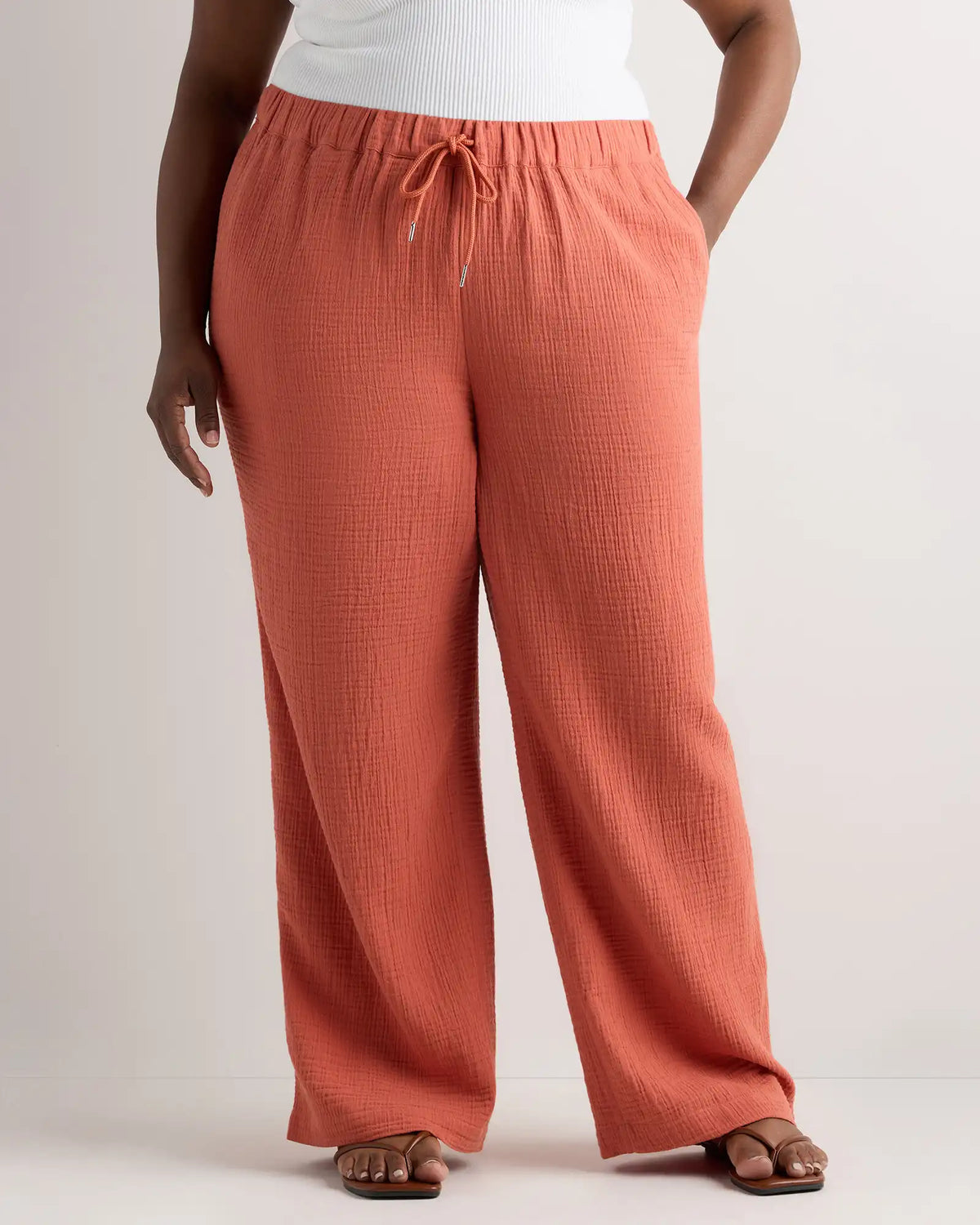 100% Organic Cotton Gauze Straight Leg Pants