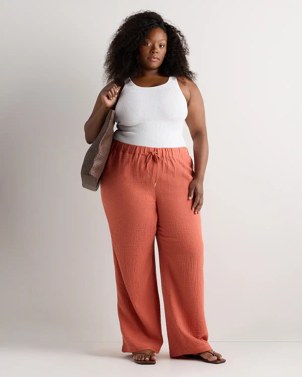 100% Organic Cotton Gauze Straight Leg Pants